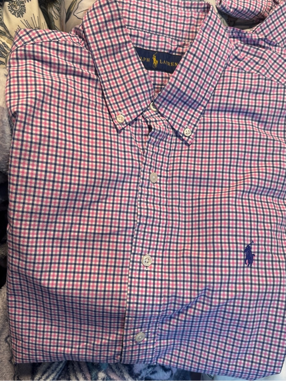 Ralph Lauren Pink and Blue Gingham Button-Down Shirt